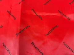 Pendleton Logo Satin Lining Fabric Gold / Beige Red Ivory 3 Pieces 4+ yds