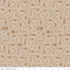 ‘Round the Mountain Table Tracks Tan Cotton Fabric