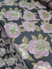 Mauve Gold Floral Metallic Brocade Fabric Sold By The Yard Black Jacquard Emboss