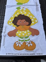 Vintage 1981 Fabric Panel Orange Blossom Strawberry Shortcake Cut N Sew