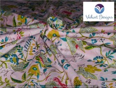 10 Yard Indian Floral Cotton Hand Block Pink Dressmaking Fabric
