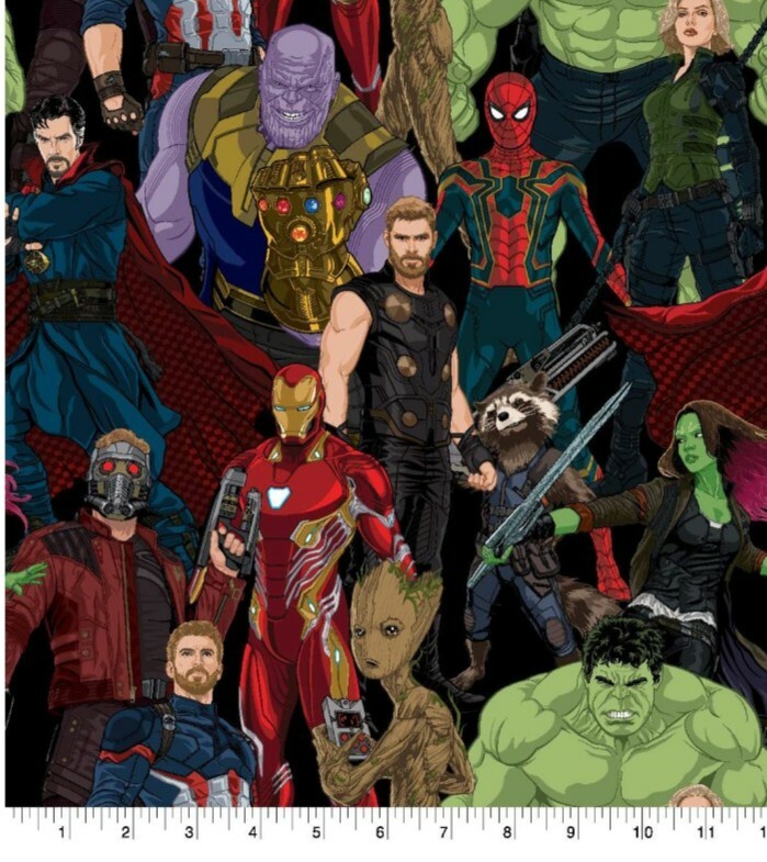 24” Of Marvel Avengers Packed Infinity War Superhero 100% Cotton Fabric