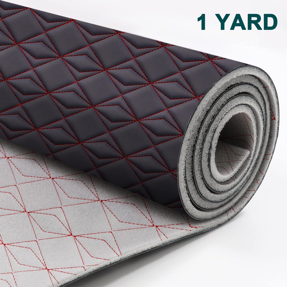 63″ Diamond Quilted Nappa Faux Leather Upholstery Fabric Foam Backed Auto DIY