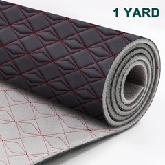 Black Quilted Nappa Faux Leather 63” Wide Car Headliner Upholstery By Yard