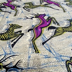 African Wax Print Fabric Running Deer Pattern By Sotiba Dakar 39L x 44W