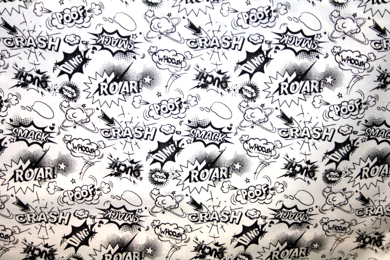 COMICAL-COMIC STRIP BUBBLES IN BLACK AND WHITE PATRICK LOSE – 100% COTTON FABRIC