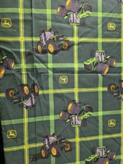 Lot of 8+ Yards John Deere Fabric, Mix Styles. Plaid, Stripe. Tractor Green
