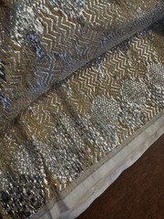 Vintage MCM Gold Silver Metallic Lamé Fabric 2.5 YDS 43″W Modern Texture LtWt
