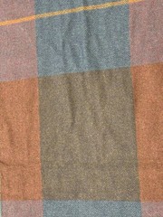 Blue Black Navy Teal Orange Tartan Wool Fabric 2 Pc Lot Tot 130×58”
