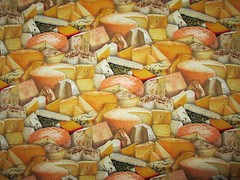 Cheese Variety Blocks Snack Realistic Food Cotton Fabric BTHY