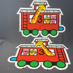 Vintage Spring Mills Animal Train Set Fabric Panel Cut n Sew Zoo Pillow 5671 MCM