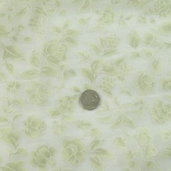 6Y+ x 55″ Vintage Sheer Voile Fabric Drapery Floral Rose Ethereal Sage Green