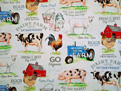 Quilt Fabric By Yard Dairy Farm Cows Animal Tractor Barn Ivory Premium Cotton #N