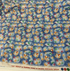 “ Our World “ Celestial Fabric By Running Rhino & Balson Hercules Red Blue BTHY