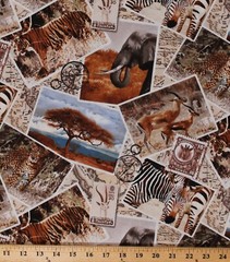 Cotton African Safari Desert Animals Cotton Fabric Print by the Yard D378.33