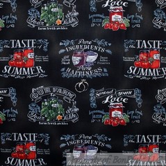 BonEful Fabric FQ Cotton Quilt VTG White Black Music Note Treble Bass Clef Piano