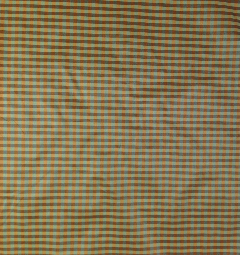 COVINGTON MURAL OTTAMAN STRIPE CHECK ORANGE BLUE TAFFETA FABRIC BY THE YARD 56″W