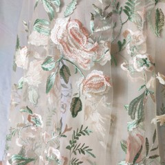 Delicate Floral Embroidery Lace DIY Mesh Bridal Fabric Wedding Prom dress