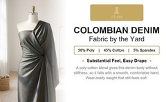 Colombian Denim Fabric by the Yard 4-Way Stretch Jersey Knit 260 GSM 58/60″ Wide