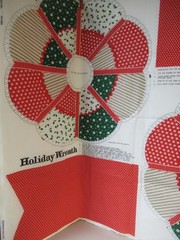 Spring Mills Holiday Puffy Patchwork Christmas Wreath Fabric Panel VTG 1970`S