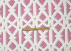 P KAUFMANN ELTON PINK OFF WHITE TRELLIS BASKETWEAVE COTTON FABRIC BY YARD 54″W