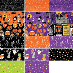 Glow-O-Ween Benartex Fabric 40 Jelly Roll Strips each 2.5″ x 42″ – Halloween