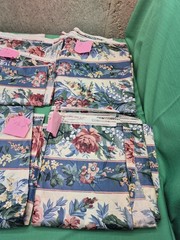 19+ Yards VTG Waverly Carolina Rose Fabric Blue Pink Floral Home Decor Chintz