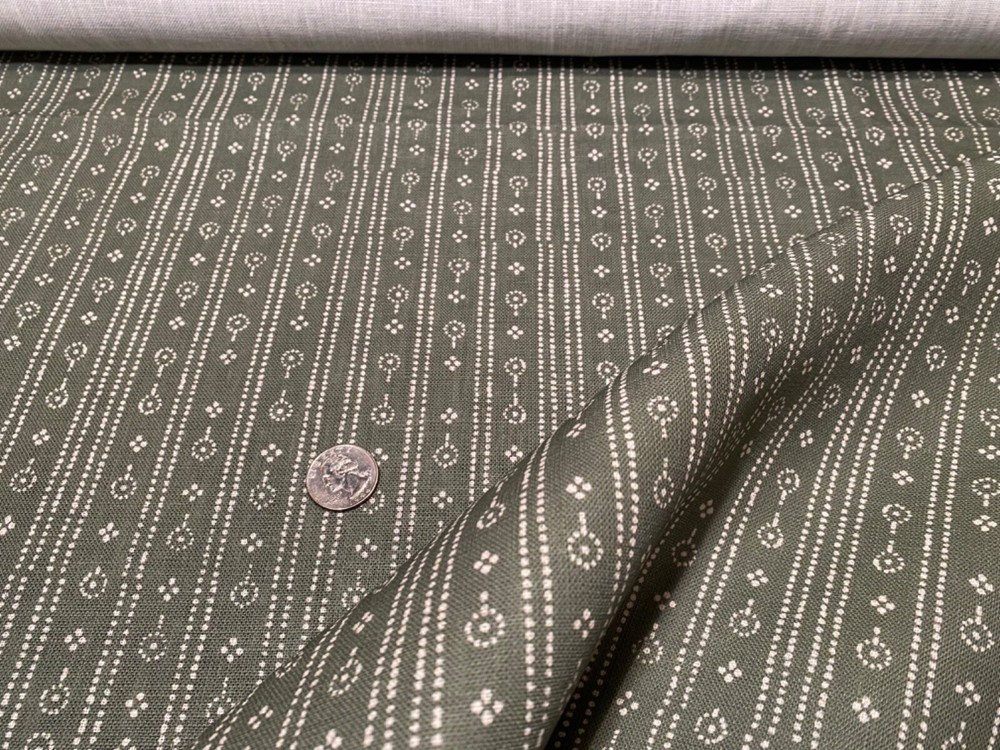 1.75YD PARKER & JULES Birdlip Hunter Colorway 100% Oyster Linen Fabric Belgium