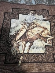 Rawhide western cowboys rodeo pillow panel fabric 2 Pieces