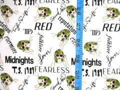 Taylor Swift Album Names on 100% Cotton Fabric by the 1/4 Yard : 9″ x 57″