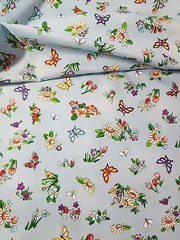 MMFab Blue Floral Butterfly Print Cotton Quilting Sewing Fabric 44″ X 5.1yds
