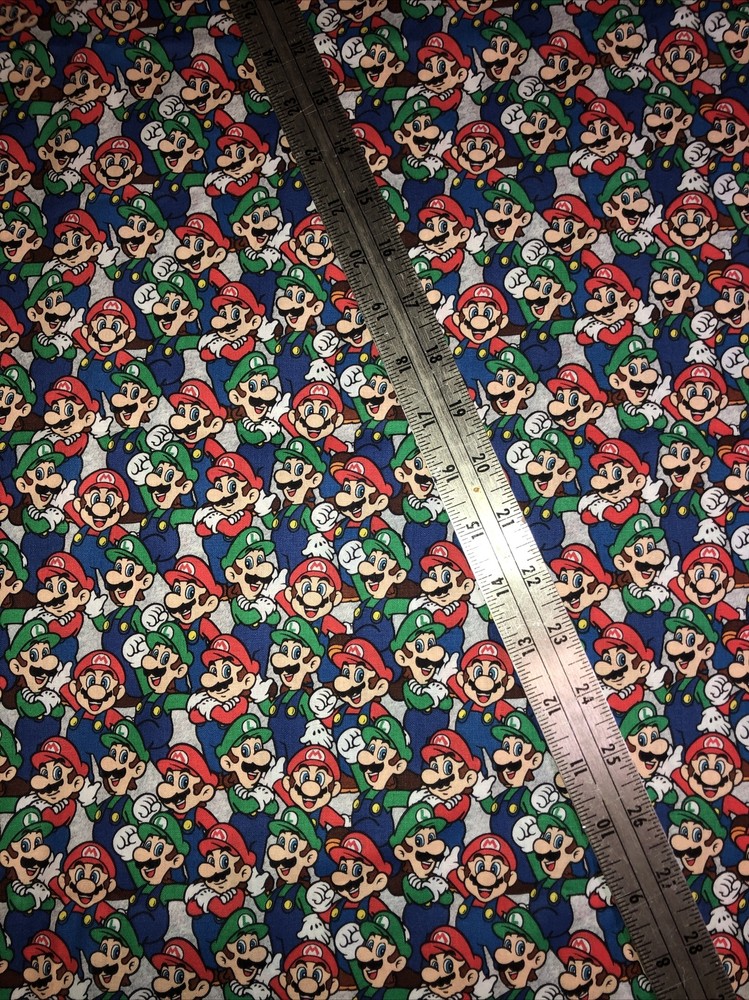 Super Mario Bros. Mario & Luigi Cotton Fabric 1/2 Yard New