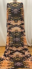 Poly Rayon Georgette Kaleidoscopic Digital Print Charcoal Black Fabric 2 Yds 60″