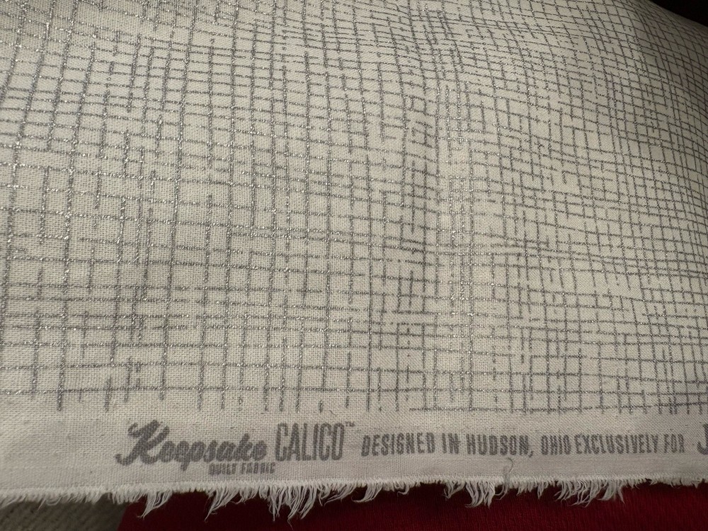 Silver metallic cotton quilt fabric Grid pattern JoAnns Keepsake calico 3/4 yd