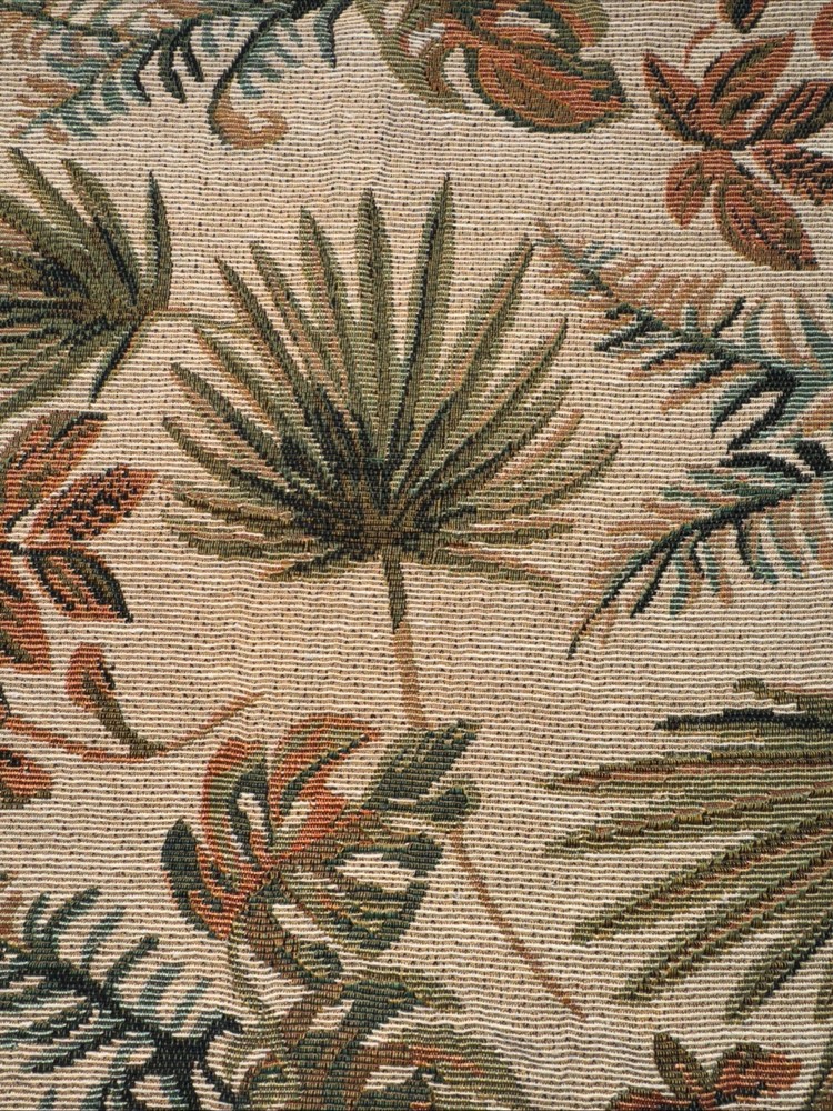 Fern Palm Print Cotton Tapestry Fabric Tan Green Brown 1+ Y #2
