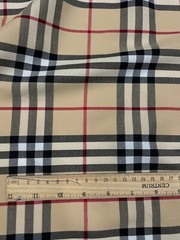 PLAID FABRIC 100% COTTON BEIGE TARTAN Red White Black ClassicCheck 2.0 meter