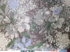 Waterproof Nylon Fabric Gray Teal White Floral Hydrangeas Lilies BTY 54W
