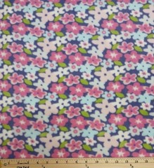 Fleece Flowers Pink Blue Floral Purple Fleece Fabric Print by Yard A348.12