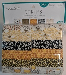 Cotton Bee Fabric Strips Create It Assortment 2.5″X42″ 20Pkg 5 Each Of 4 Designs