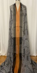 100% Silk Chiffon Geometric Patchwork Mosaic Grey White Fabric By The Yard 54″ W