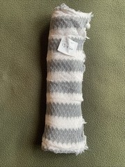 Lot Of 3 Fabric Pieces. Lace (35”x60”). Silver (40”x60”). Gray:White (13”x66”)