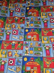 HTF School Days Cheri Strole My Stitch Cotton Fabric Schoolhouse/Animals 4 Yards