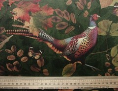 Curtain Upholstery Velvet Fabric “Pheasant Forest” Soft Furnishing Cushion Use