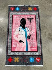 MISCUT Sykel Female Doctor 100% cotton fabric by the panel 24 x 44 #1195DRF