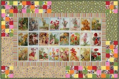 Alphabet Flower Fairies Panel ABC 24 Fairy Blocks Cicely Mary Barker Fabric 23″
