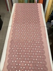 ROSE PINK Embroidered Chiffon Scarf Shawl 68×22 Wide