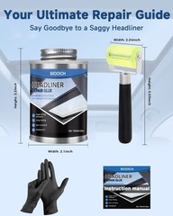 Car Headliner Repair Glue Kit – Adhesive with Roller & Brush for Upholstery, Fab