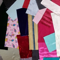 Crazy Quilt Fabric Scrap Lot 13 Ounces Satin Velvet Brocade