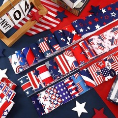 40 Pcs Patriotic Fabric Red White and Blue Jelly Fabric Memorial Day American…