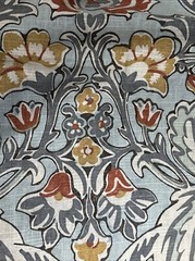 3 Yd Kravet Fabric Linen Drapery Upholstery Blue Orange Yellow White Floral